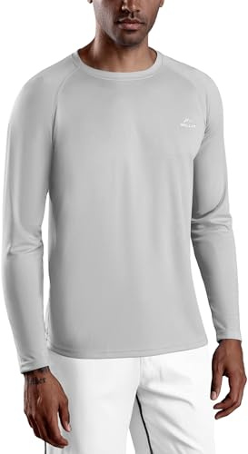 WILLIT Camiseta UV para hombre, manga larga, para natación, surf, pesca, senderismo, transpirable, secado rápido, protección solar, gris, L