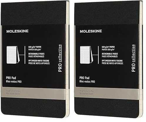 Moleskine Professioneller Block (Pocket/A6, Liniert, Kartoneinband) Schwarz (Packung mit 2)