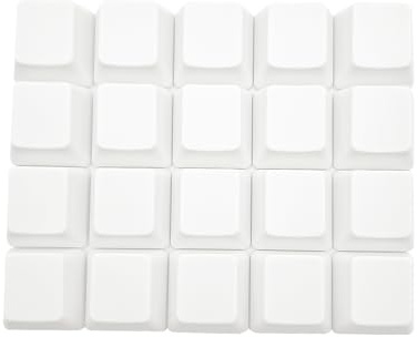 Elacgap OEM Profile White Blank Keycaps PBT Material 1U R4 Keycap for MX switches Mechanical Keyboard (White, 20pcs)