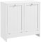 kleankin Mobile Portabiancheria con 2 Scomparti a Ribalta, Mobile Bagno in Legno per Biancheria, 66x33x68cm, Bianco