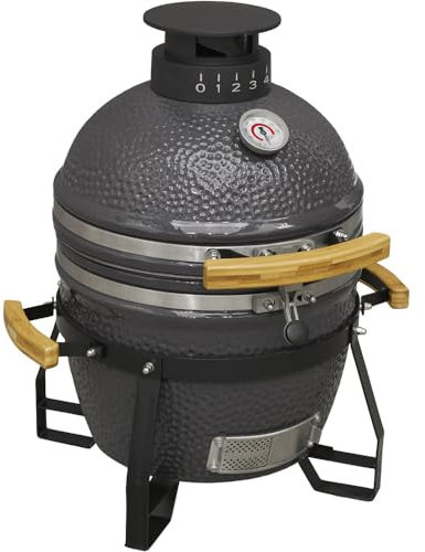 40 cm keramisk kamado ägg BBQ grill och rökare - kol- och träbränd trädgårdskokare