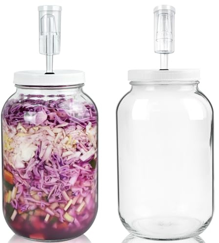 Artcome 2 Pack 1 Gallon Fermentation Jars with Airlocks & Lids - Transform Gallon Jar Into a Fermenter - Perfect for Pickles, Hard Kombucha, Beer, Wine, Cider - Gallon Lid with Econolock Airlock