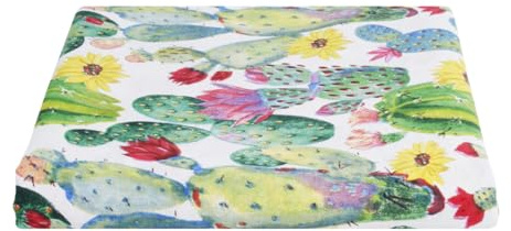 Tessuto Loneta di Cotone Fantasia Cactus, Stoffa Stampata per Arredo Casa Tovaglie Cuscini Tendaggi H 280 CM Motivo Floreale (Taglio (260x280cm))