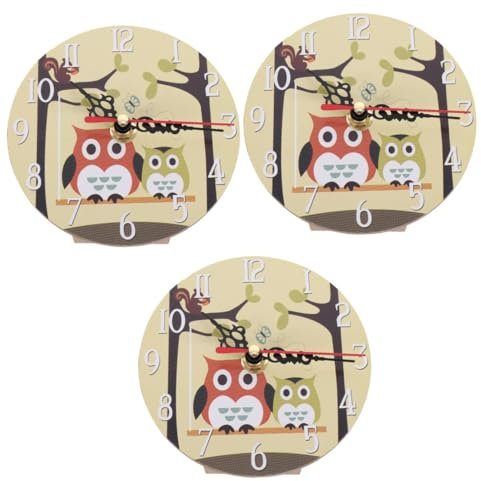IMIKEYA 3St Kleine Retro-Tischuhr im europäischen Stil Uhr Schlafzimmer Table Clock Ornamentale Uhr große Digitaluhr Outdoor-Uhren für den Garten runde Holzuhr kleine Tischuhr hölzern