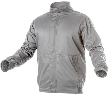 Högert Technik FABIAN Arbeitsjacke M – Hellgrau, Schutzjacke, EN ISO 13688, Polyester-Baumwolle, Atmungsaktiv, Reflektierend, Für Bauarbeiter und Techniker
