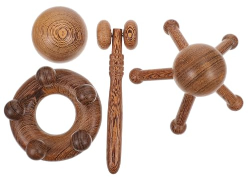 Healeved 4stücke Tragbares Massagegerät Aus Holz Cephalosom-massagegerät Handball-nasenrad-set Fünf-klauen-massagegerät Für Schulter Rücken Beine Und