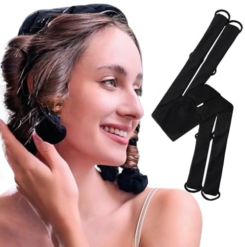 Velvet Overnight Curls Heatless,No Heat Hair Curler for Overnight Beach Waves, Heatless Curling Rods to Sleep In,Heatless Hair Curler with Clips for Long Short Hair(Black)