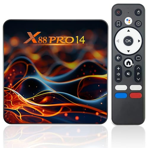 Android 14.0 TV Box, Android Box con 2GB RAM 16GB ROM RK3518 Quad-Core 64bit Cortex-A53 Supporto 2.4G /5G Dual Wifi6, 4K 10/100M Ethernet HDMI 2.0 USB 3.0/2.0 Smart TV Box