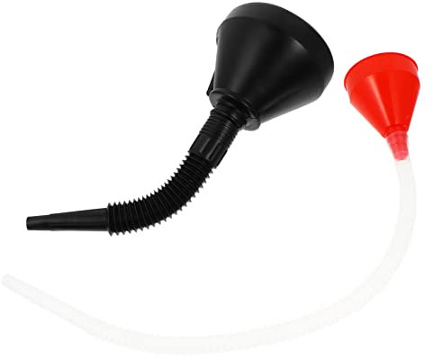 MUELODSIC Entonnoir de Remplissage D'huile Moteur Rouge et Noir en Plastique 2 Pièces et Prévention des Éclaboussures, Usage Automobile et Domestique Domestique