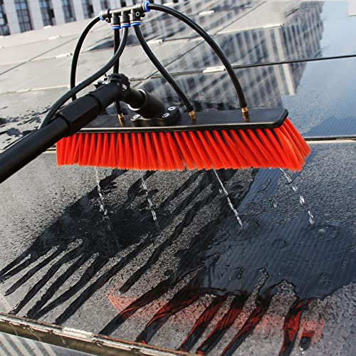 Water Fed Pole Kit, 12ft-39ft Adjustable Window Cleaning Pole, 180° Rotatable Brush Head Telescopic Cleaning Brush Outdoor Glass Solar Panel Spray Washer Washing Equipment,30cmbrush-20FT/6M