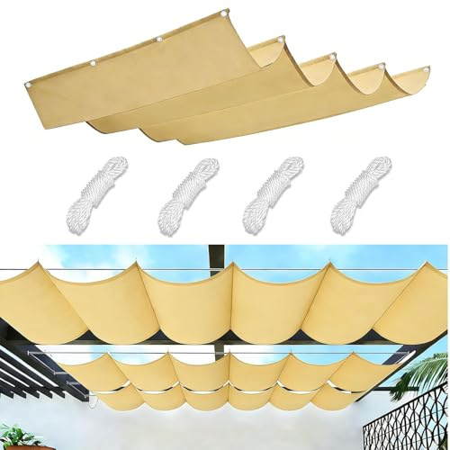 Generico Vela Parasole Ondulata Retrattile,Tessuto per Tende da Sole Impermeabile E con Protezione UV,Copertura Ombreggiante Regolabile con Occhielli Corda,Tenda Esterno,A4,1x6M (Breite x Lange)