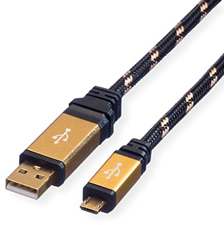 ROLINE GOLD câble USB 2.0 - Type AB mâle - Câble Micro USB - Câble de recharge pour Smartphone et Tablette - 1.8m
