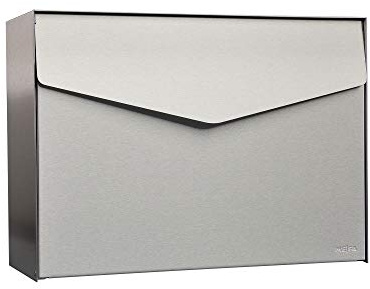 MEFA Briefkasten Letter 112 (Farbe Edelstahl, Postkasten mit Sicherheitsschloss, Designbriefkasten, Größe 312x430x128 mm) 112030DE