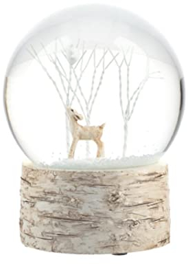 Winter woodland snowglobe by gisela graham - deer, trees and bird design