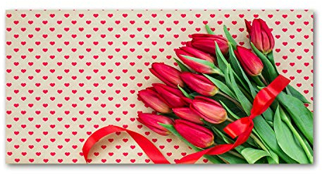 Tulup Picture Wall Art 100x50cm Image Printed Acryl Decorative Wall Picture Plastic/Acrylic Glass for Kitchen & Living Room Tulips hearts
