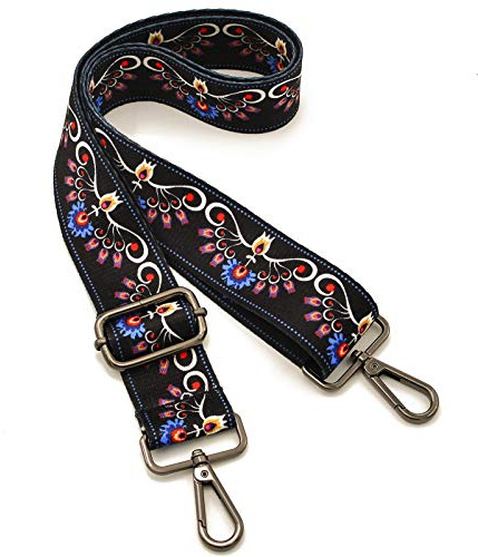 ROYGBCP Ersättande handväska rem axelrem justerbar axelrem för kvinnor crossbody bred axelväska, Phoenix-svart hårdvara