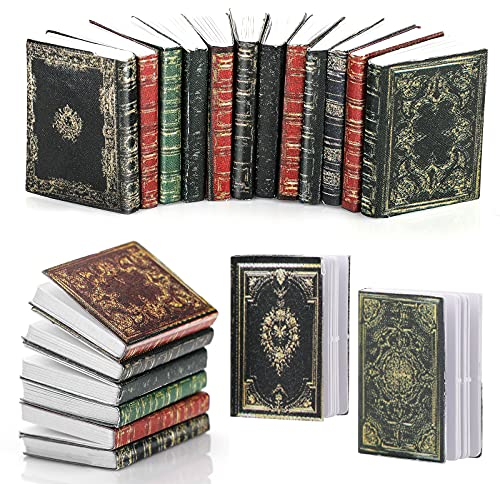 Molain Miniaturen Puppenhausbücher, Mini-Bücher Puppenhaus Zubehör 1:12 Bücher Dekoration für Arbeitszimmer Schlafzimmer Bibliothek (12 Stück A)