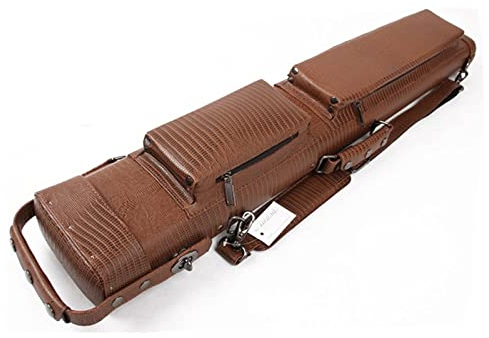 FLORE Hartschalen-Koffer Für Billardqueue, 1/2 Pool Queue Tasche, Tragbare Billard Queue Tasche Tragetasche, Ovale Snooker Sticks Tragetasche(Brown)