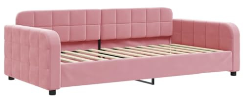 vidaXL Tagesbett, Gästebett 2-in-1, Sofabett Schlafsofa für Schlafzimmer Wohnzimmer, Bettsofa Sofa, Modernes Design, Rosa 100x200cm Samt