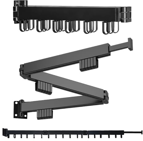 HappyHedz Foldable Wall Mounted Clothes Drying Rack – Heavy Duty Collapsible Laundry Rack with Hooks for Indoor/Outdoor Use, Perfect for Small Apartments and Space Saving Drying Needs