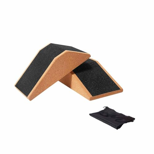 Kork Squat Wedge Yoga Block Plattform, Vielseitig Einsetzbar, Yoga Stein Trainer für Pilates, Fersenerhöhung, Kniebeugen, Gleichgewichtstraining, 2 Stück mit Beutel