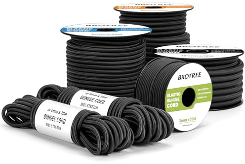 Brotree Gummiseil Expanderseil 10mm x 10m Schwarz - Planenseil Spanngummi Spannseil Wetterfest für Plane, Anhängerplane, Zelte, Camping, Netz