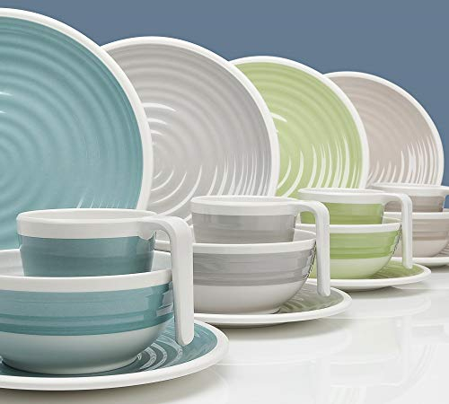 Harmonie Design Vaisselle de camping en mélamine 16 pièces pour 4 personnes