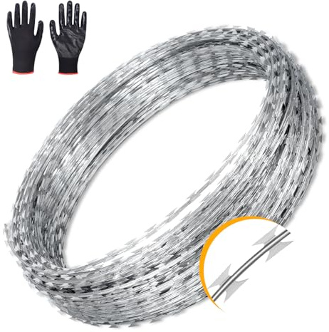 AggFencer Rollo alambre de cuchillas 100 m, espiral doble galvanizado - Solución profesional para seguridad perimetral