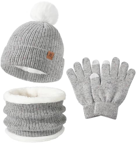 AYPOW Invierno Set de Bufanda, Gorro y Guantes para Niños Niñas 0 a 7 Años, Forro Polar Grueso Accesorios de Invierno de Punto Térmico, Conjuntos Sombreros Regalos para Niños Pequeños Niños Niñas