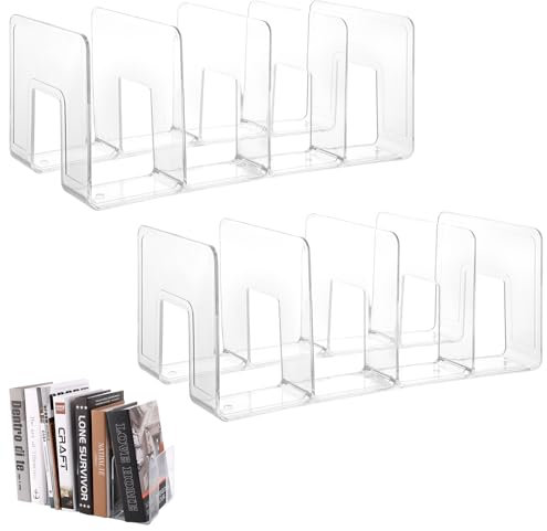 Oungy 2 Stück Acryl Bücher Organizer, Acryl Bücherstützen Transparent, Acryln Handtaschen Aufbewahrung, Acryle Zeitschriftenständer, Taschen Organizer Schrank für Notebook, Bücher, Dokumente, Ordner