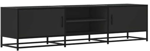 vidaXL TV Schrank, Lowboard für Fernseher, Fernsehtisch mit Stauraum, Fernsehschrank für Wohnzimmer Schlafzimmer, Schwarz Holzwerkstoff Metall