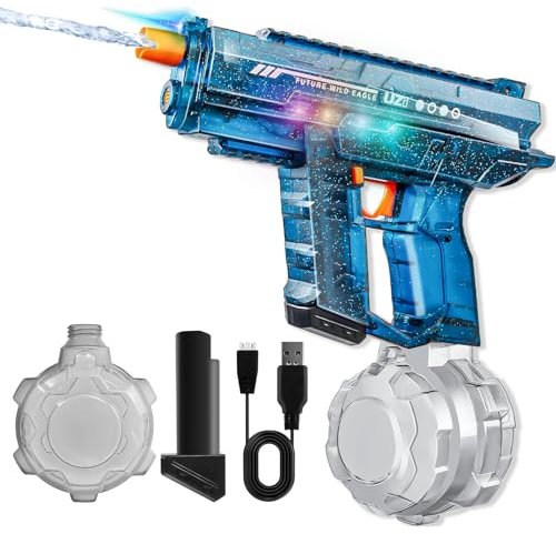 Wasserpistole Elektrisch für Kinder Erwachsene - 800ml Water Gun Wasserpistole mit hoher Kapazität und kraftvollem Schuss, Cooles LED-Licht, automatische und manuelle Modi, Sommerspaß im Freien