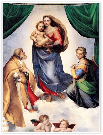 Posterlounge Sixtinische Madonna Poster | 50 x 70 cm von Raffael Wandbilder Wanddeko