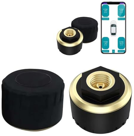 HFLWYWD Reifendruckkontrollsystem, TPMS kabelloser Reifendrucksensor, Echtzeit-Bluetooth-Temperatur-Reifendruck-Monitor TPMS für Autos, Fahrräder, Motoren, universell für iOS und Android, 2 Stück