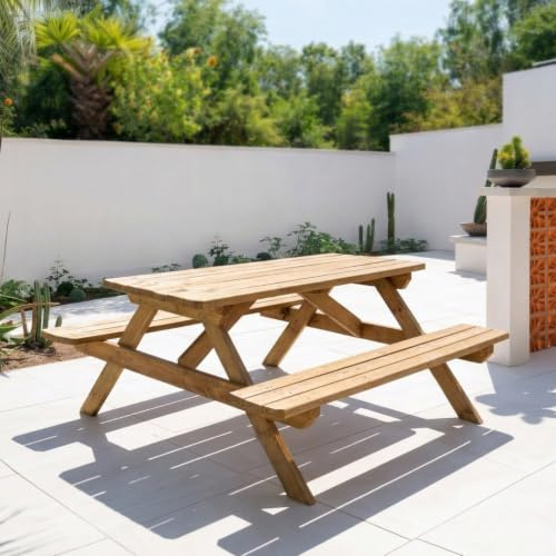 Nortene Mesa Picnic Basic Madera de Pino para Jardín y Terraza 72X172X159CM