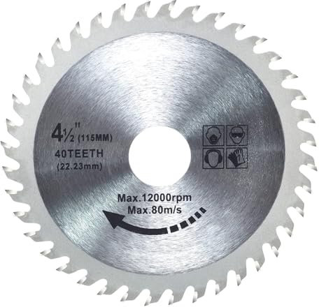 Hoja de sierra circular de 4.5 pulgadas, 40 dientes, cuchillas especializadas de corte fino circular de alta calidad, hoja de sierra para carpintería, 115 mm x 40 mm, hoja TCT multimaterial para metal