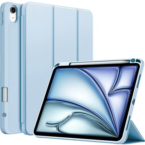 A-BEAUTY Custodia Compatibile con iPad Air 11 M3/M2 2025/2024, Cover iPad Air 6/5/4 Generazione (10,9 Pollici Modello 2022/2020) Cover con Portapenna Auto Sonno/Veglia, Blu Cielo