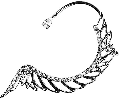 DEARMAMY Orecchini Ear Cuff Donna Alette Angeliche Cristalli, Lega Argento, Resistente e Raffinato per Natale e Matrimonio, Design Unico e Chic