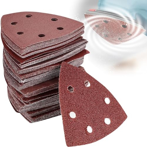 70 Piezas Hojas Mouse Papel De Lija Triangular, 5 Hoyos Hojas De Lija Mouse, Lijas Para Lijadora, Hojas De Lija Pulido Triangular, Para 40/80/180/240/320/400 Granos Para Lijado Pulido -5 Agujeros