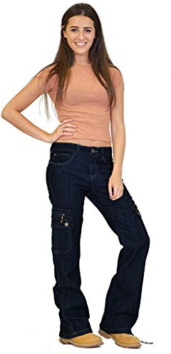Cargo Jeans for Women UK Wide Leg Combat Cargo Trousers Denim Low Rise Loose Fit Stretch Denim Pants Casual Y2k Streetwear Teen Girls Lounge Wear with Pockets
