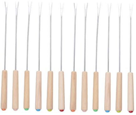 Cabilock 12pièces Fourchettes à Fondue Acier Inoxydable Manche Pour Fromage Et Fruits Ustensiles Réutilisables Pour Cuisson De Viande