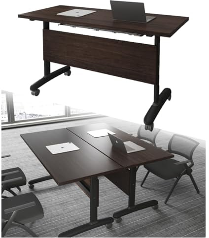 Tavolo da conferenza pieghevole da ufficio con ruote Flip Top Mobile Scrivania per Formazione Classi e Biblioteche Moderno Portatile 140x50x75cm 1pc