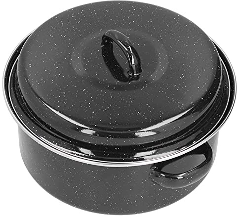 Qcwwy Rôtissoire avec Couvercle en Fer émaillé, Rôtissoire à Dinde pour Viande et Légumes, 11 Pouces, Idéal pour la Cuisine à Domicile, Outils de Cuisine