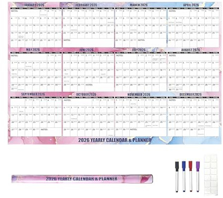 Kalender 2026, slät skrivbar tjockt papper schema, familjekalender vägg 2026 affisch, för smidig skrivning schema familj vardagsrum sovrum entré skola kontor