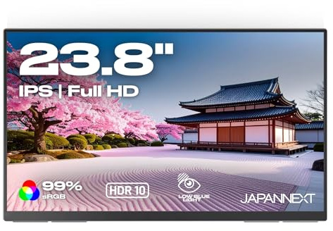 JapanNext Bärbar bildskärm 23,8 tum IPS Full HD (1920 x 1080) | HDR | USB-C Power Delivery (65 W) | Integrerade högtalare | G-Sync/FreeSync | JN-MD-IPS238F-C6
