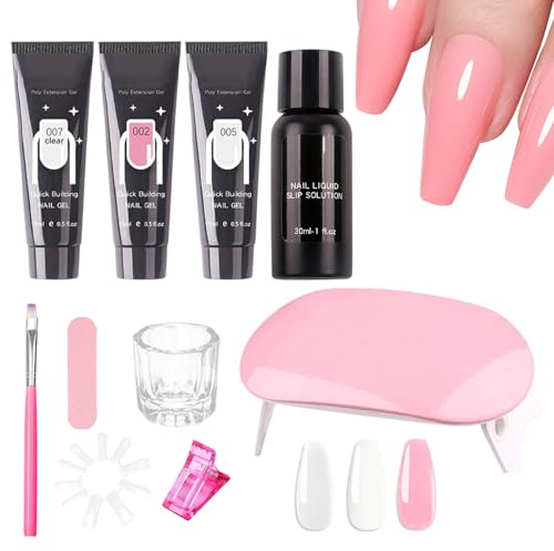 Kit per ricostruzione unghie in gel - Set per manicure Estensione delle unghie, Forniture Strumenti professionali per saloni domestici | Kit di bellezza per principianti per donne, signore, mogli, mad