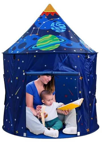 Tienda de campaña para niños, casa de juegos – construcción de poliéster pop-up, fortaleza cósmica, manualidades de estrellas, sala de exploración de fantasía, entorno de juegos para niños, casa de