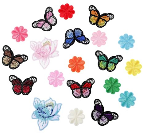 SHENLIU 20 Stück Patches zum Aufbügeln, Schmetterlinge Aufnäh Patches | Bügelflicken Set Sticker Geeignet für DIY T-Shirt Jeans Kleidung Taschen Flicken Pat