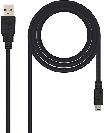 Nanocable 10.01.0402 – USB 2.0 till mini-USB-kabel, huvudanvändning för mobiltelefoner och digitalkameror, typ A/M-Mini B/M, han-man, svart, 1,8 mts