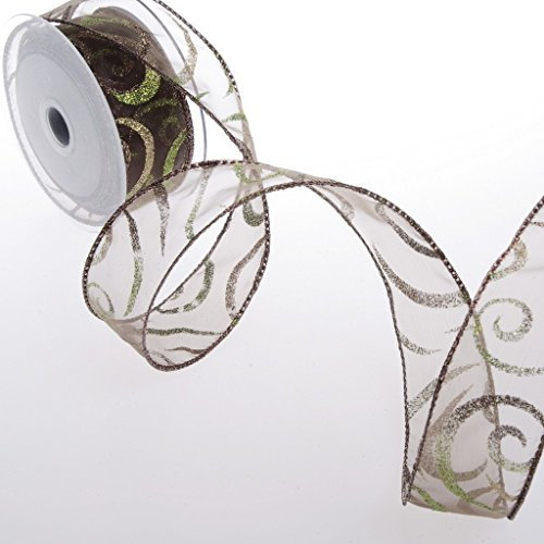 Weihnachtsband mit Glitzer - braun - 40mm - 10m - 90156 63